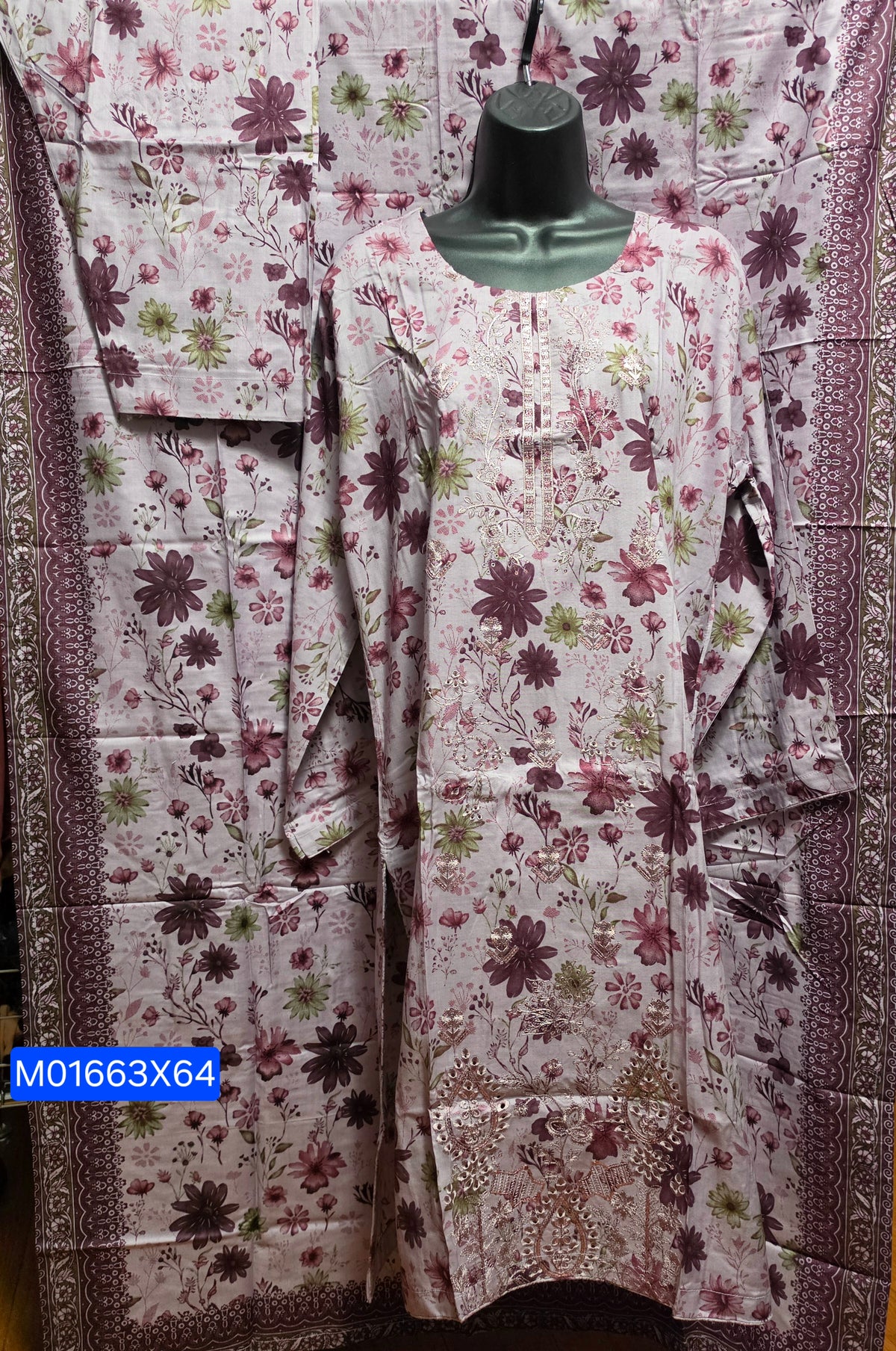Linen Embroidered 3pc Suit
