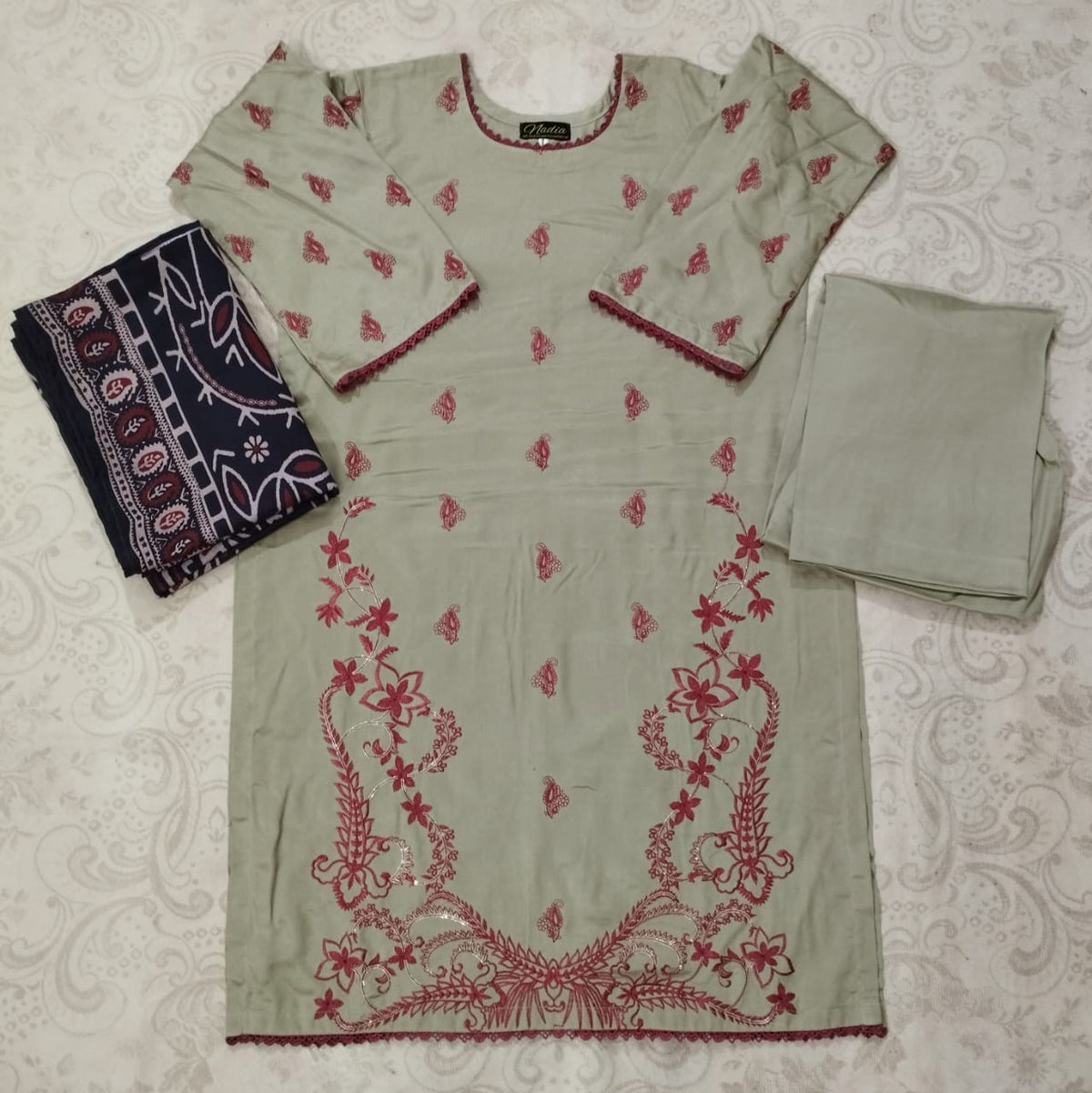 Twill Marina Embroidered Suit