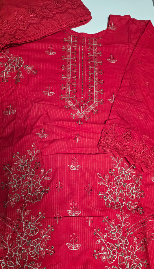 Embroidered Doria Linen 3pc Suit