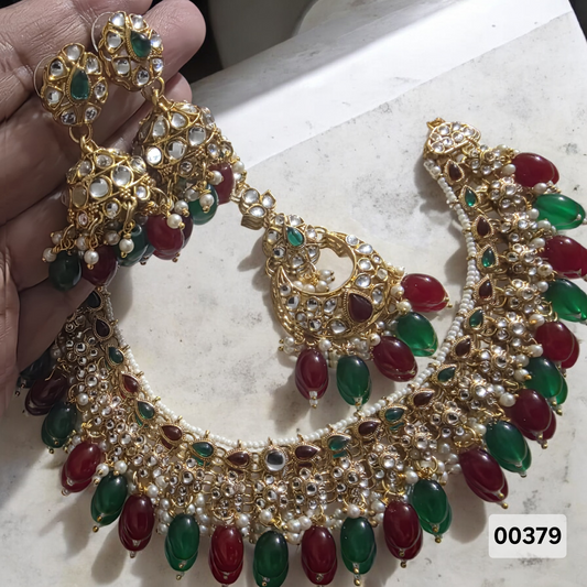 Necklace Set with Jhumkas & Tikka