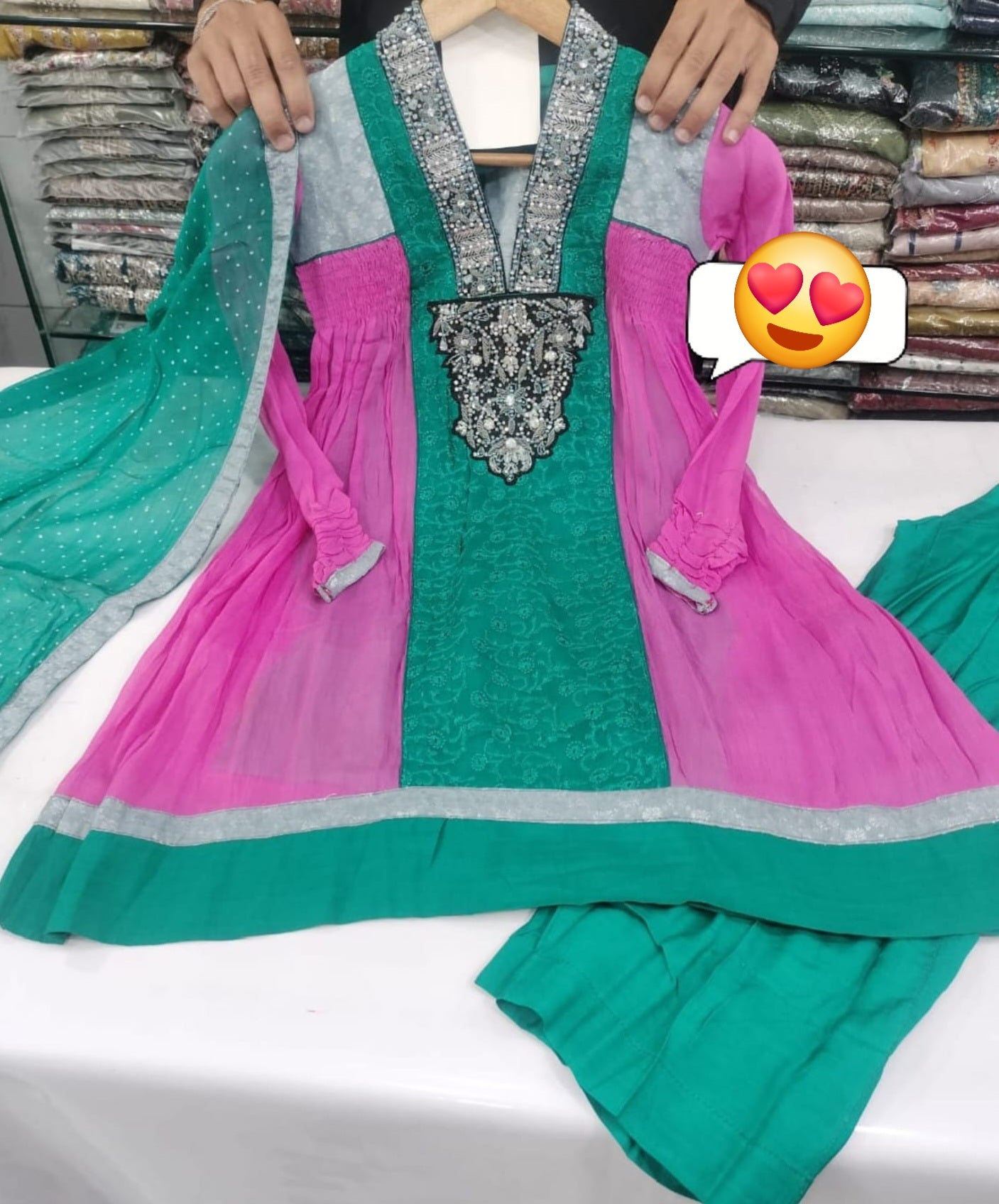 Girls Chiffon Embroidered Suit