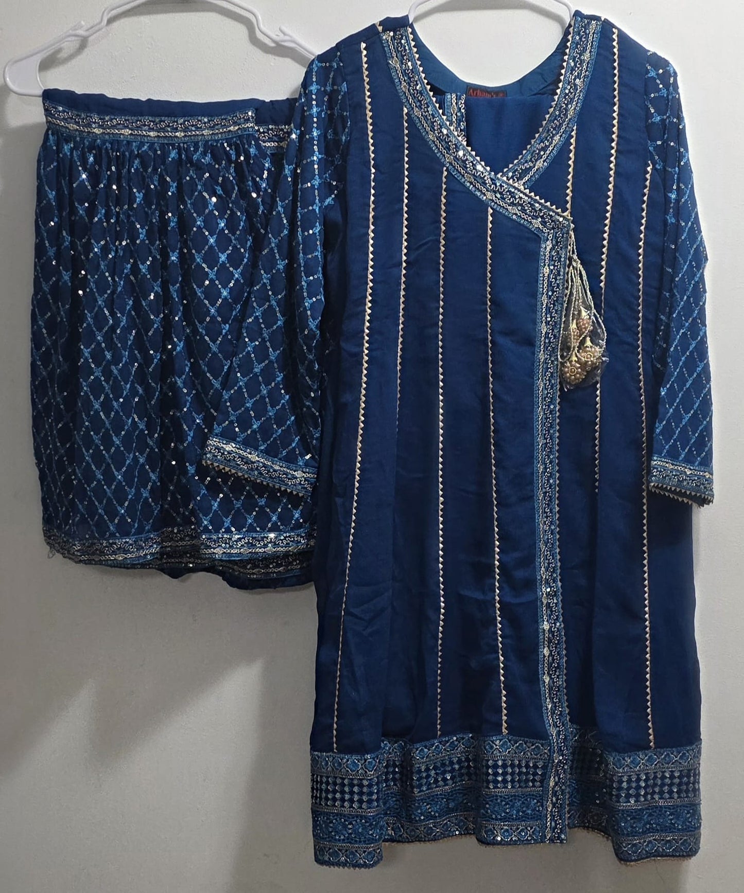 Chiffon Embroidered 3pc Gharara Suits