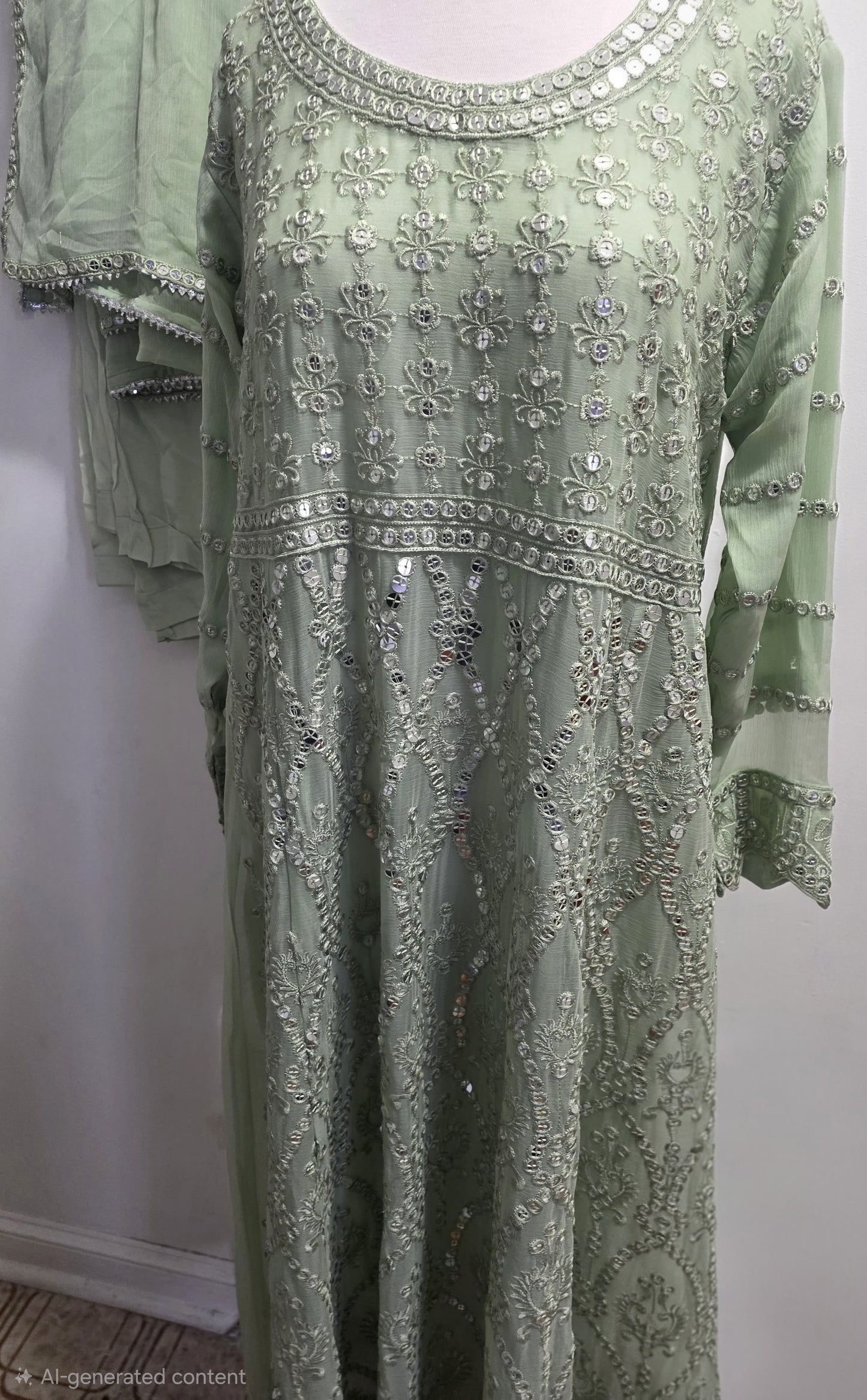 Chiffon Embroidered 3pc Maxi Suit