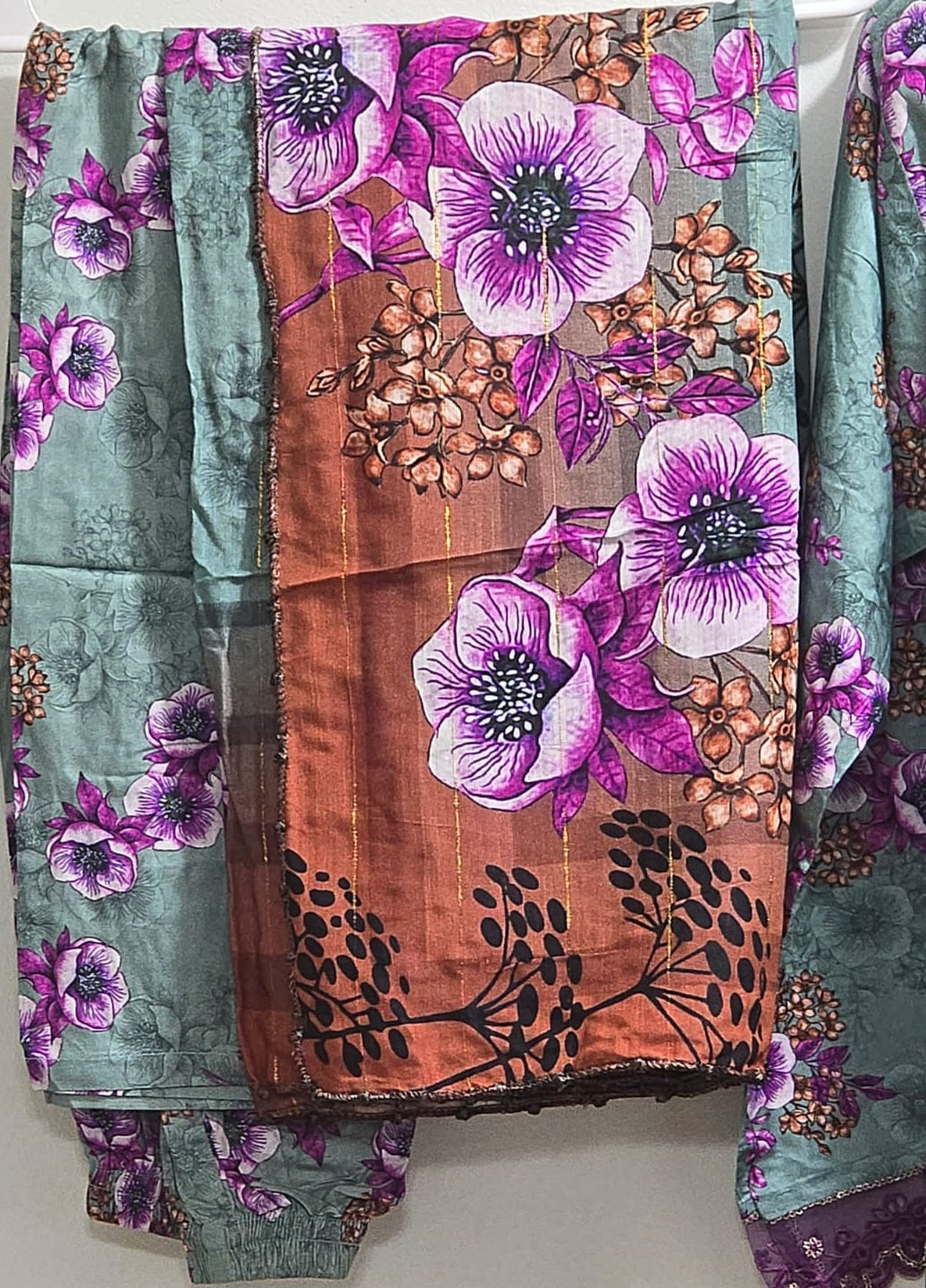 Linen 3pc Suit with Laces & Patchwork