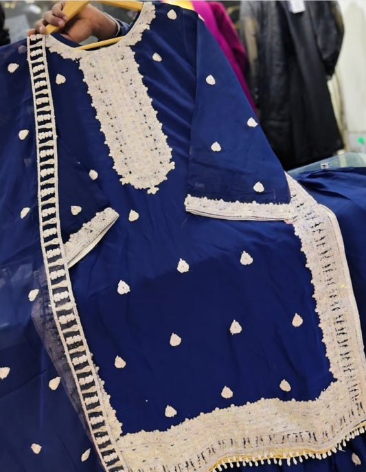 Chiffon fancy Suit with Sharara