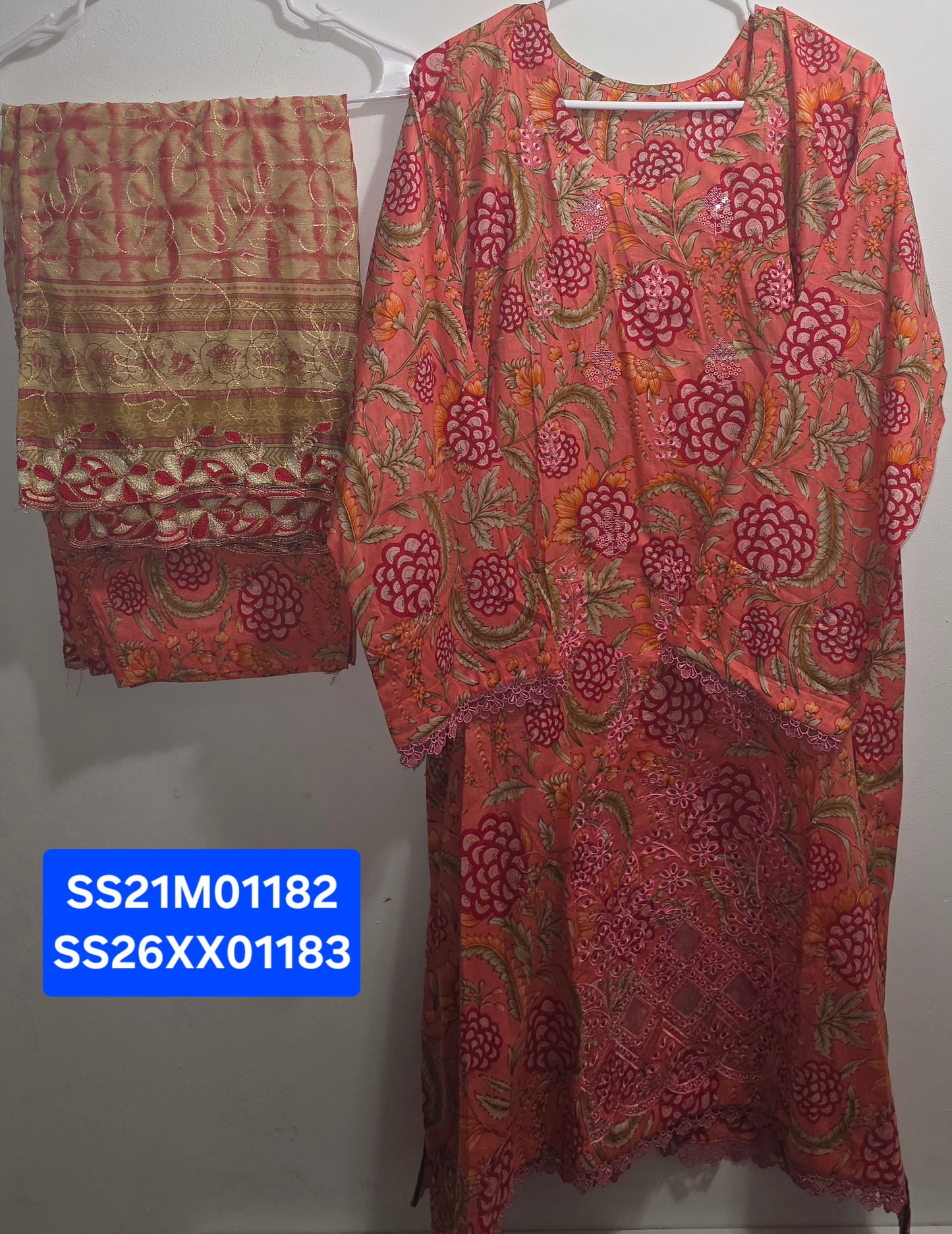 Lawn 3pc Suit with Chiffon Cutwork Dupatta