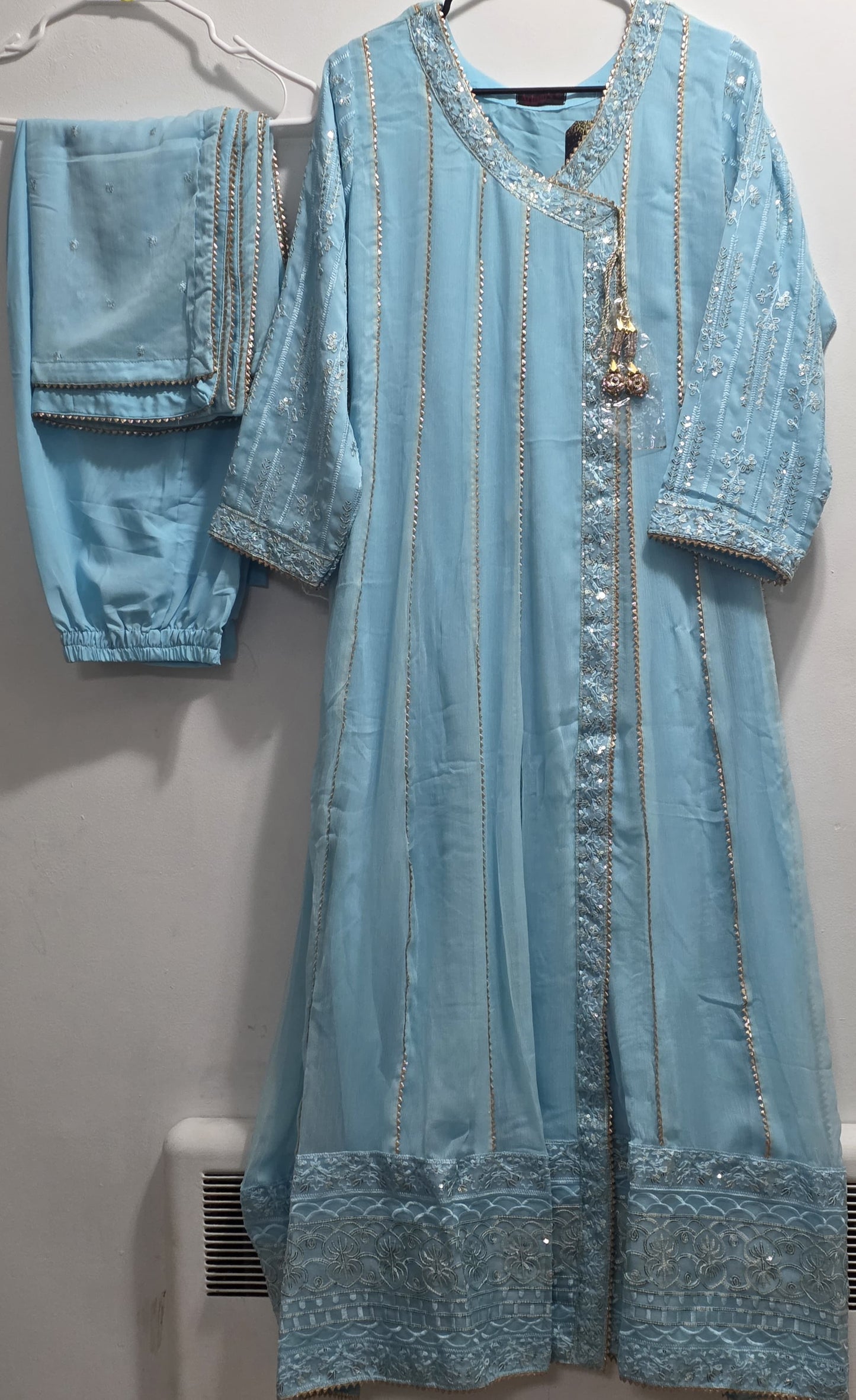 Chiffon Embroidered 3pc Maxi Suit