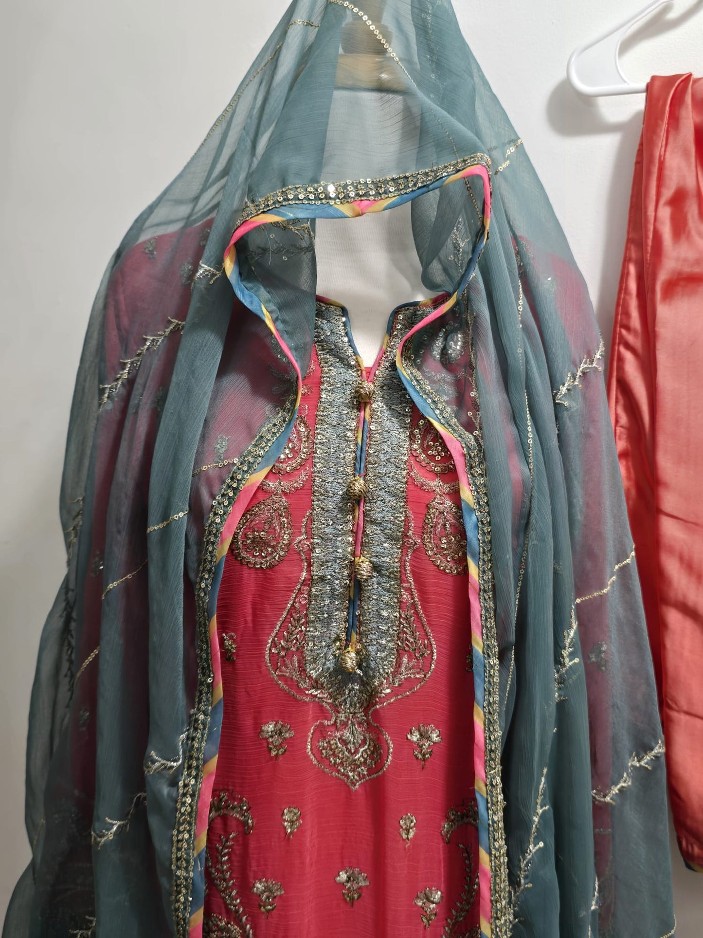 Chiffon Embroidered 3pc Maxi Suit