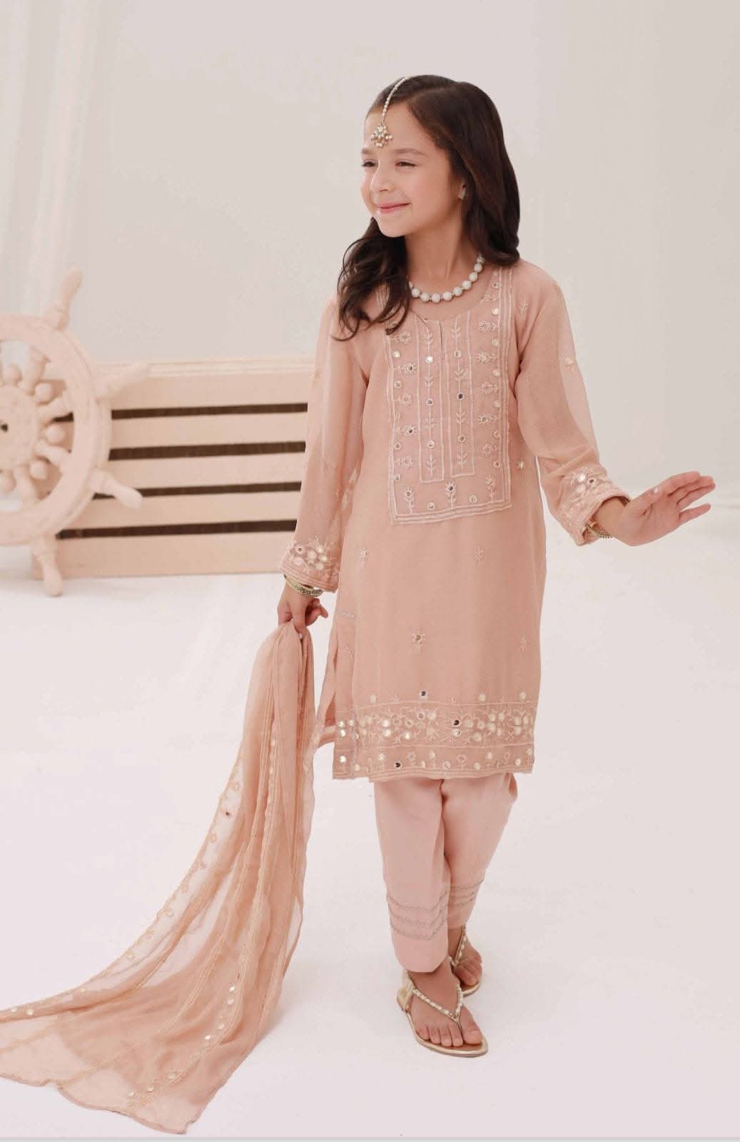 Chiffon Embroidered Suit (8-9yrs)