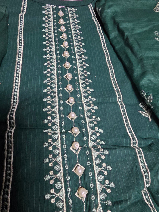 Embroidered Doria Linen 3pc Suit