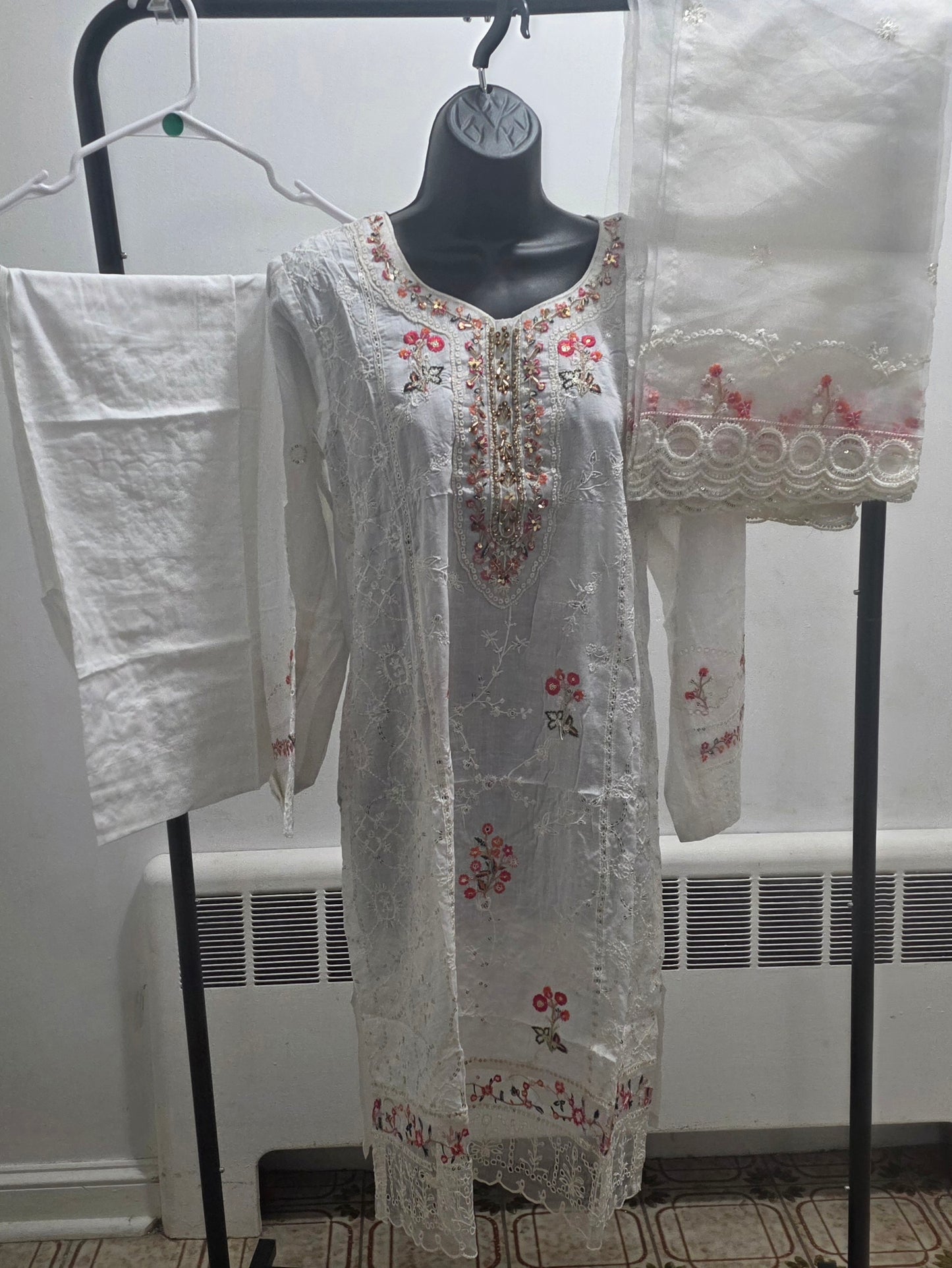 Cotton Embroidered 3pc Suit