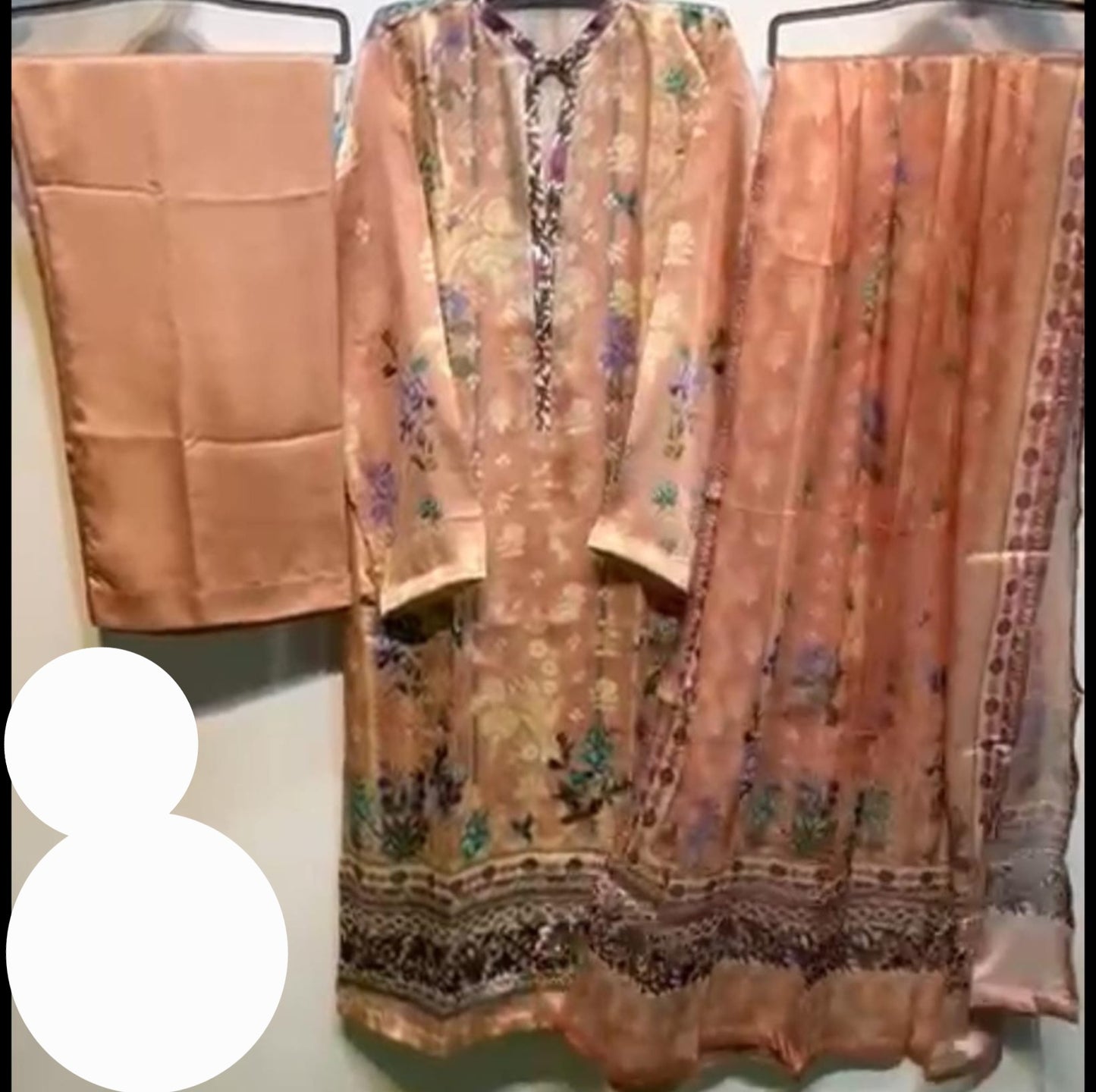 Digital Printed Silk 3-PC Smart-Stitched Palazzo Suits