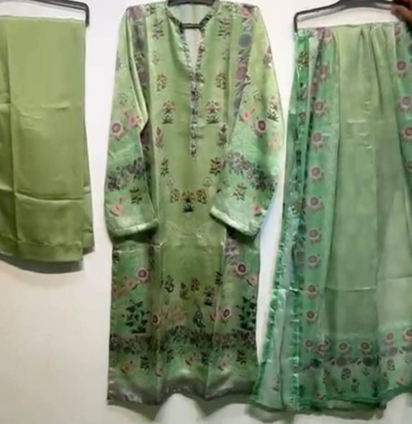 Digital Printed Silk 3-PC Smart-Stitched Palazzo Suits