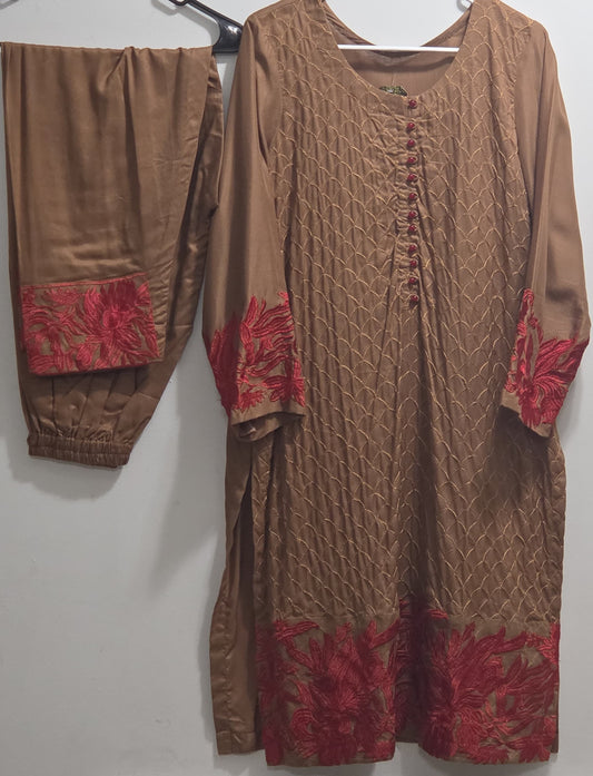 Linen Embroidered 2pc Suit