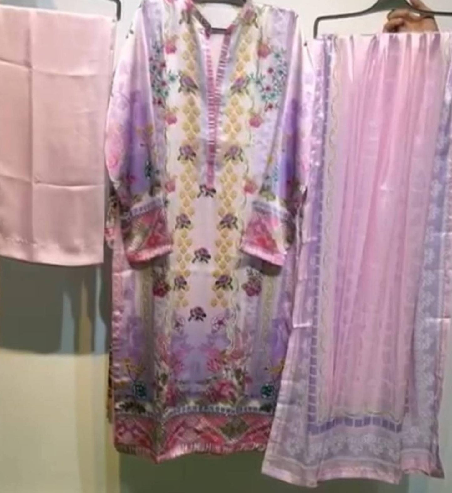 Digital Printed Silk 3-PC Smart-Stitched Palazzo Suits