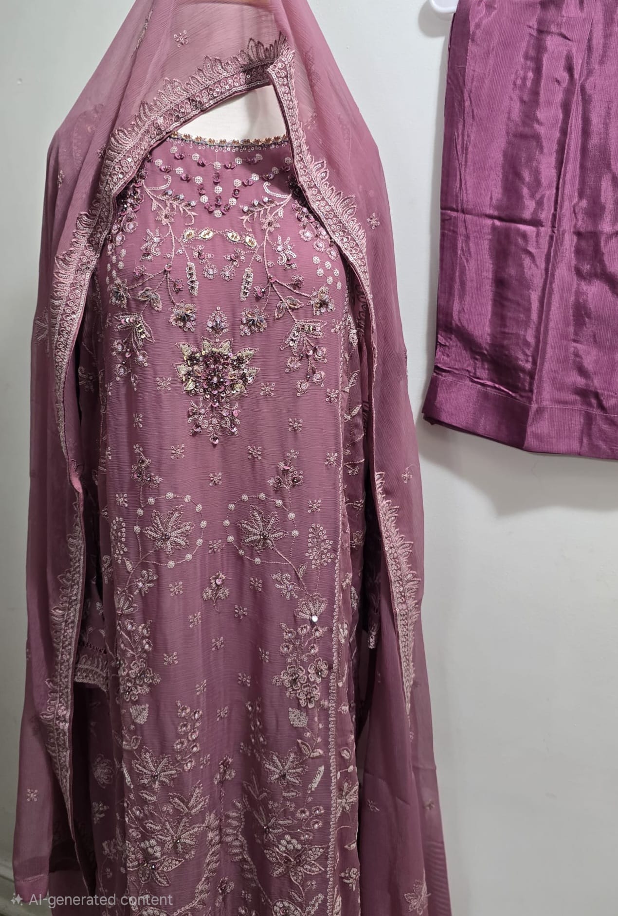 Chiffon Embroidered 3pc Suits (Long Shirt)
