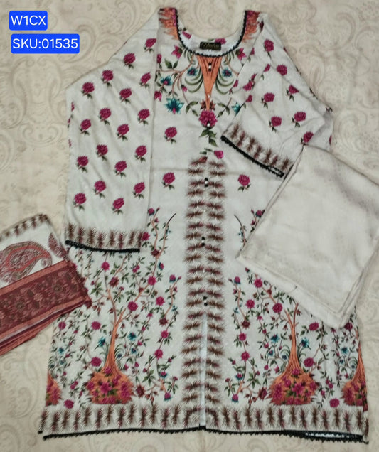 Nishat Self Jacquard Linen 3pc suit