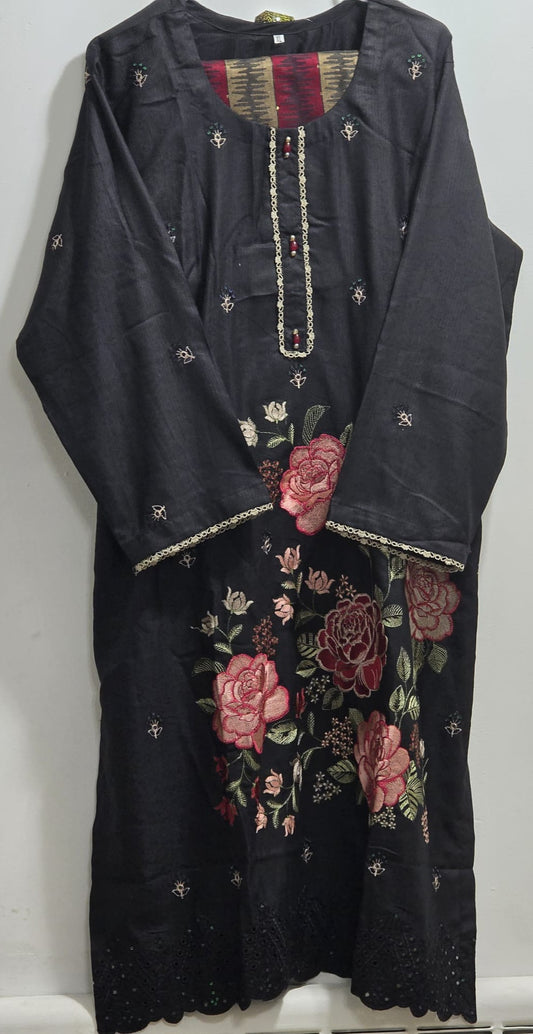 Peachwool Embroidered Suit With Pashmina Kashmiri Shawl