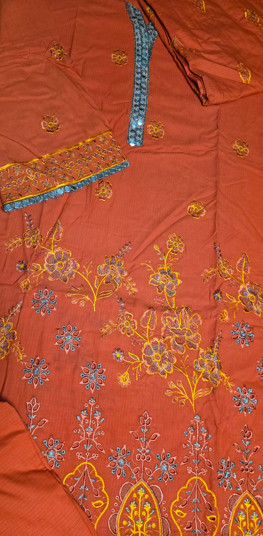 Embroidered Doria Linen 3pc Suit