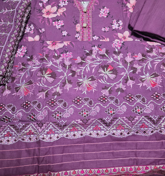 Embroidered Khaddar Cutwork 3pc Suit