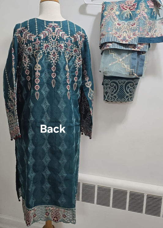 Embroidered 3pc Organza Suit