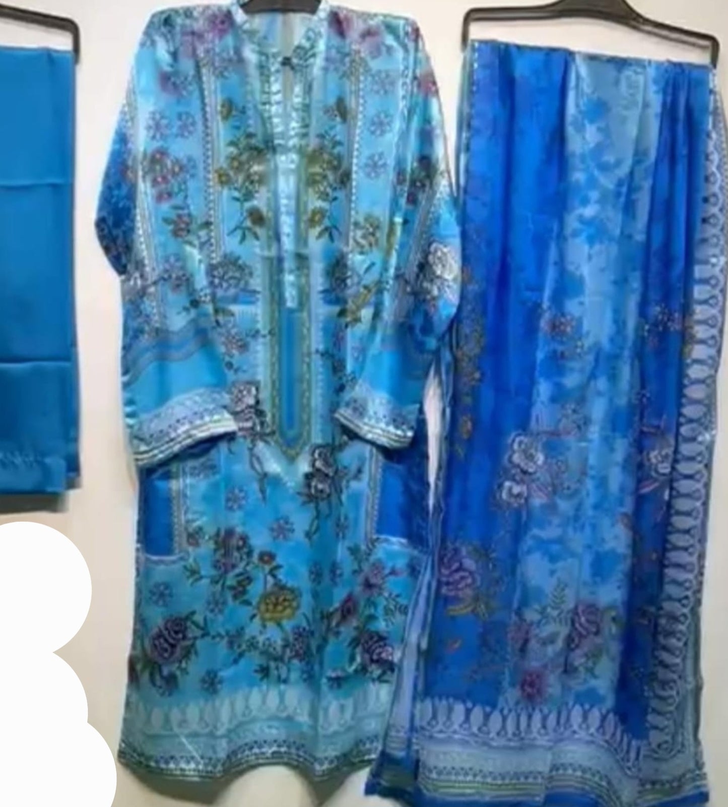 Digital Printed Silk 3-PC Smart-Stitched Palazzo Suits