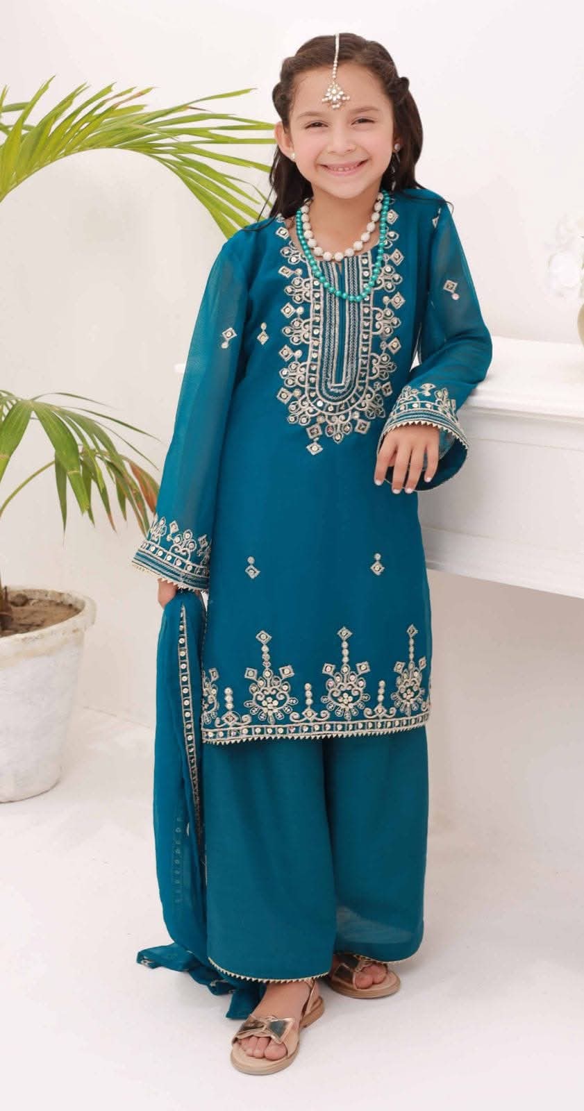 Chiffon Embroidered Suit (7-8yrs)