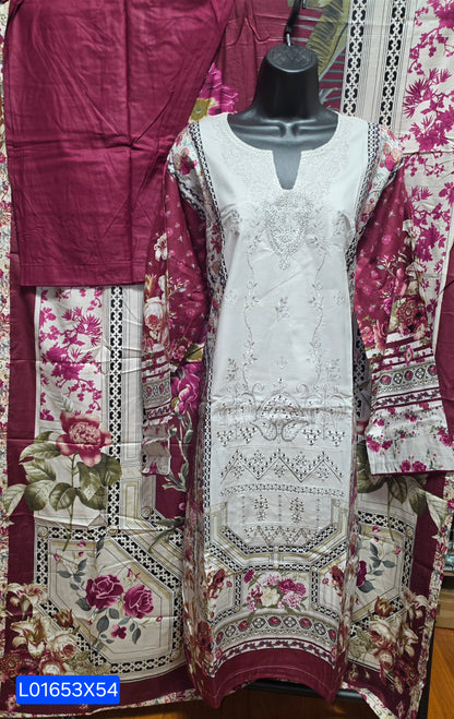 Linen Embroidered 3pc Suit