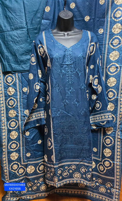 Linen Embroidered 3pc Suit