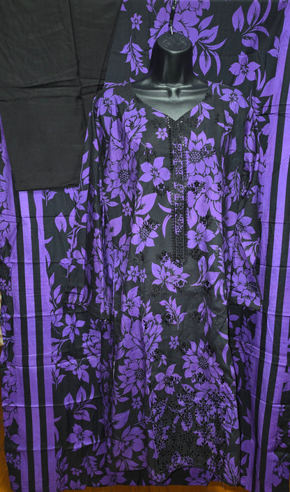 Linen Embroidered 3pc Suit