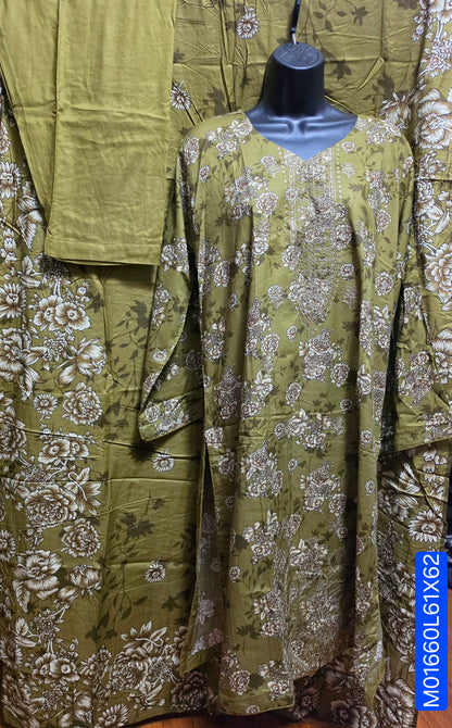 Linen Embroidered 3pc Suit