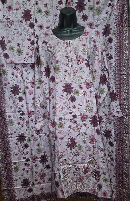 Linen Embroidered 3pc Suit