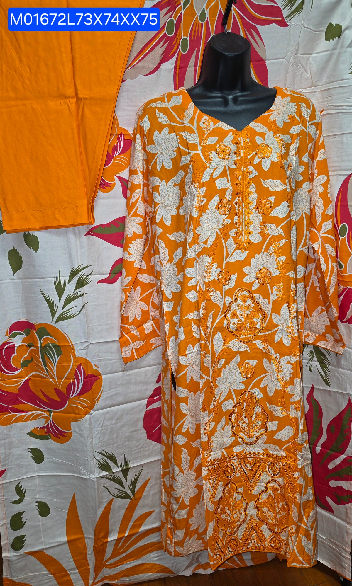 Linen Embroidered 3pc Suit