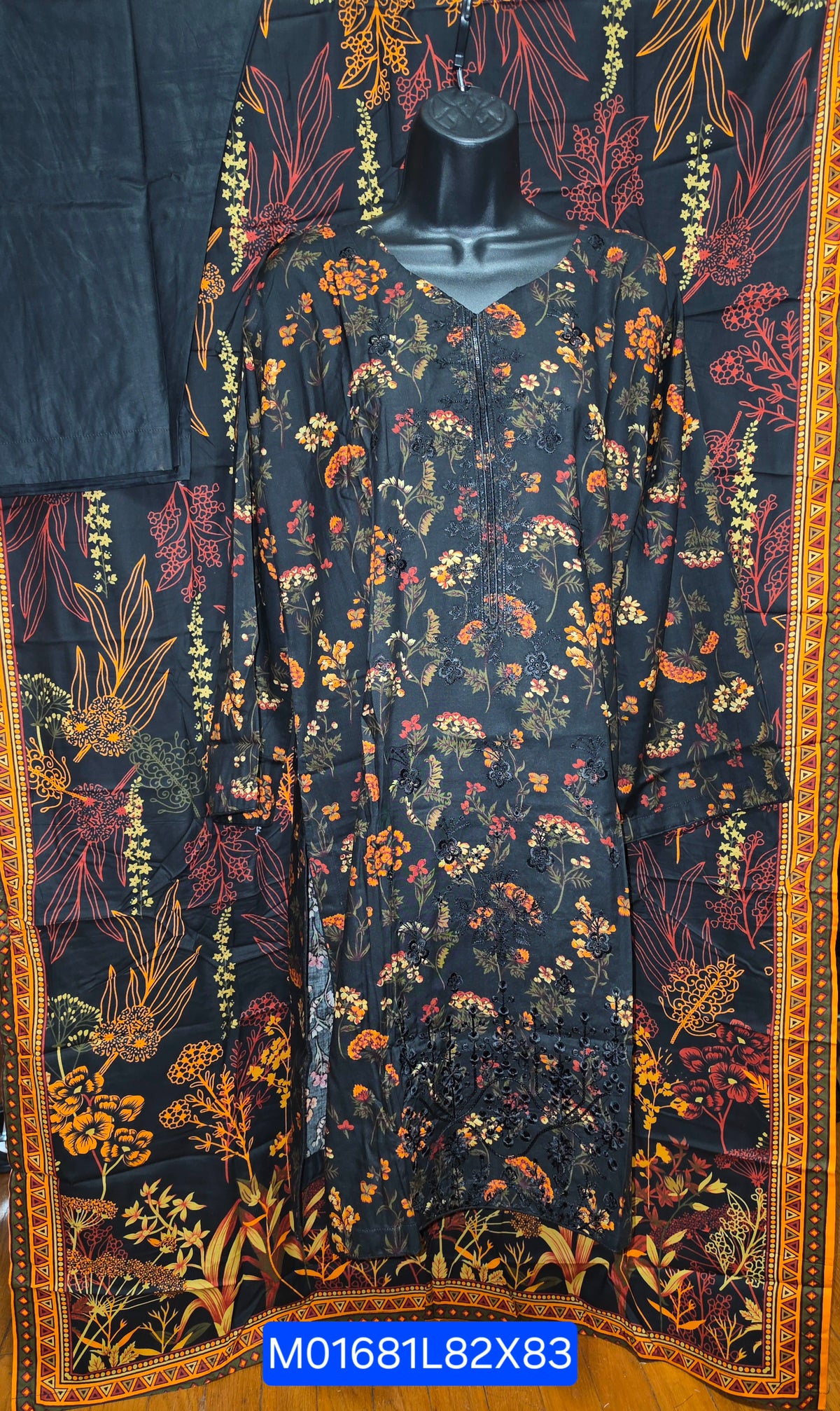 Linen Embroidered 3pc Suit