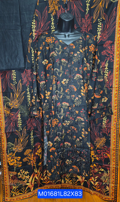 Linen Embroidered 3pc Suit