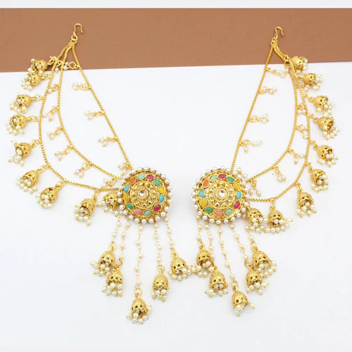 Pearl And Kundan Kanchain Jhumki Earrings