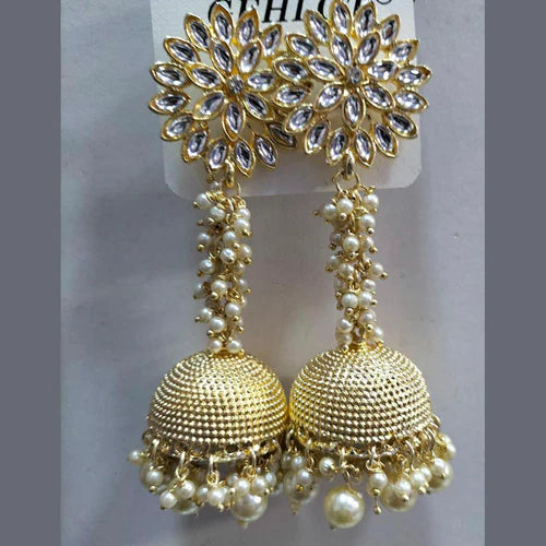 Kundan Stone Jhumkis Earrings