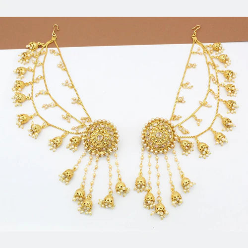 Pearl And Kundan Kanchain Jhumki Earrings