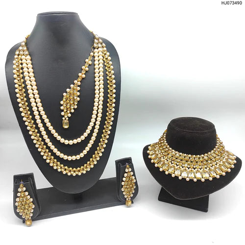 Bridal Double Necklace Set With Maangtikka