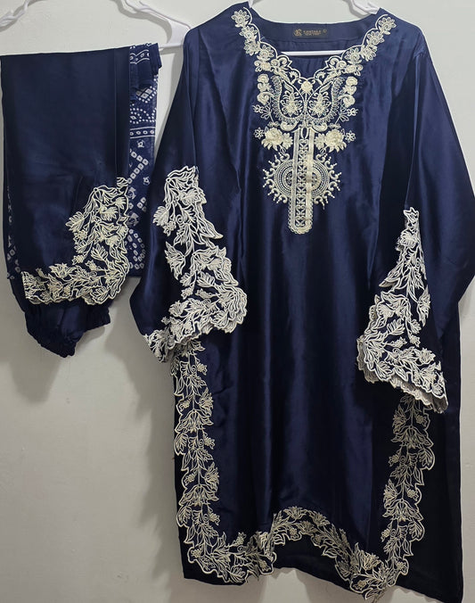 Silk 3pc Embroidered Suit