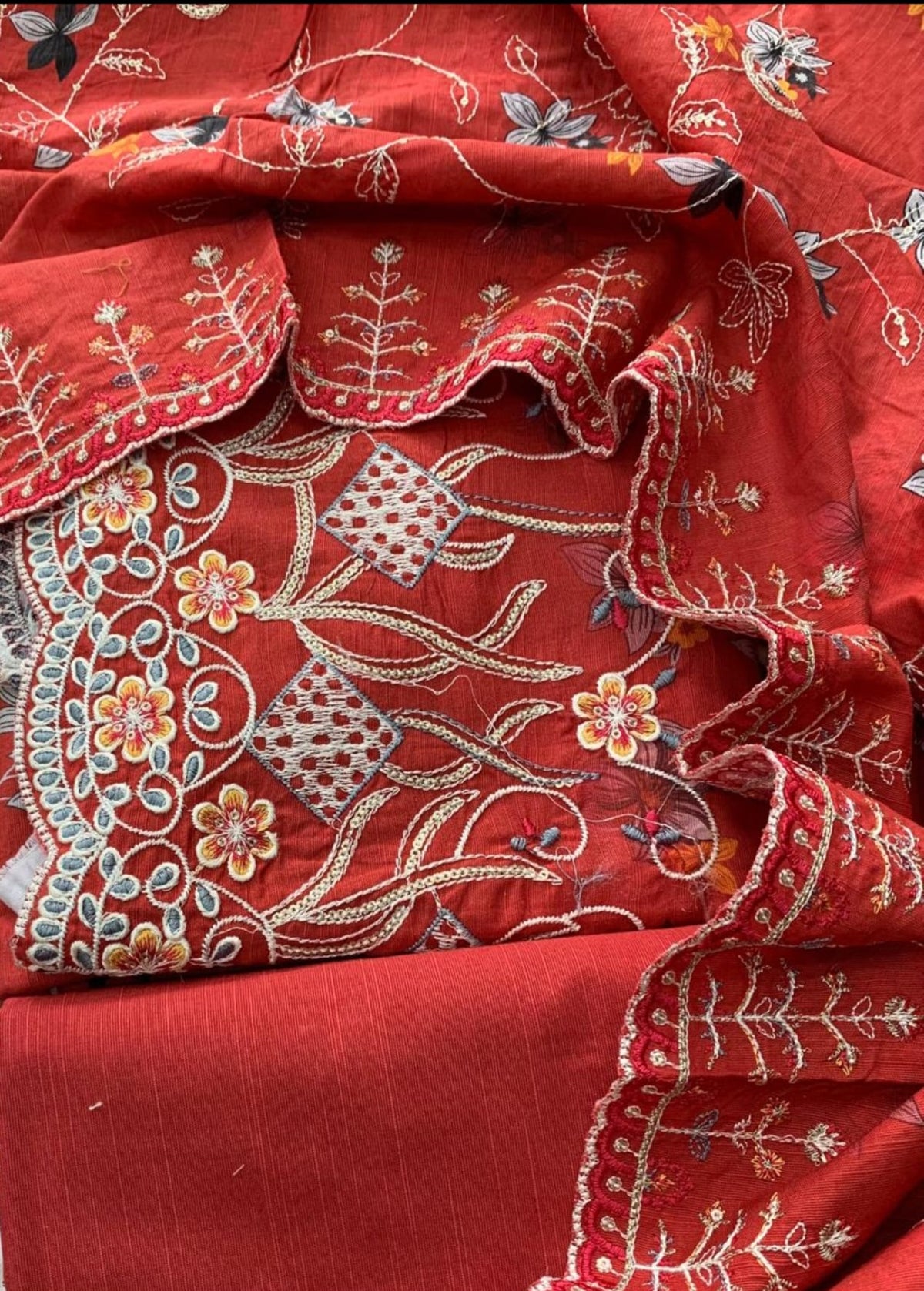 Embroidered Khaddar Cutwork 3pc Suit