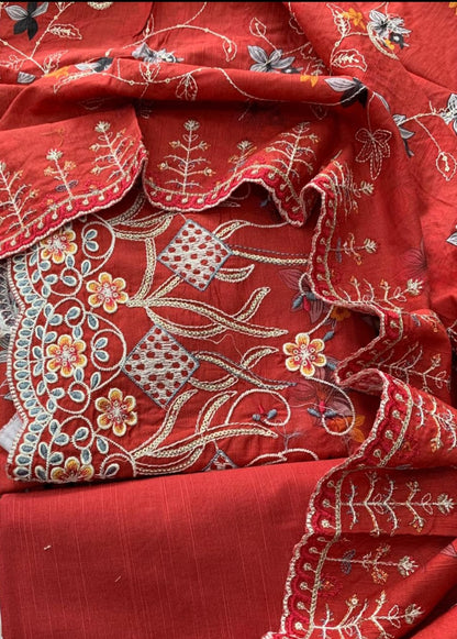 Embroidered Khaddar Cutwork 3pc Suit