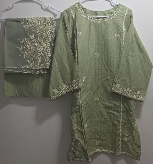Farshi Shalwar Suit Embroidered Cotton 3pc