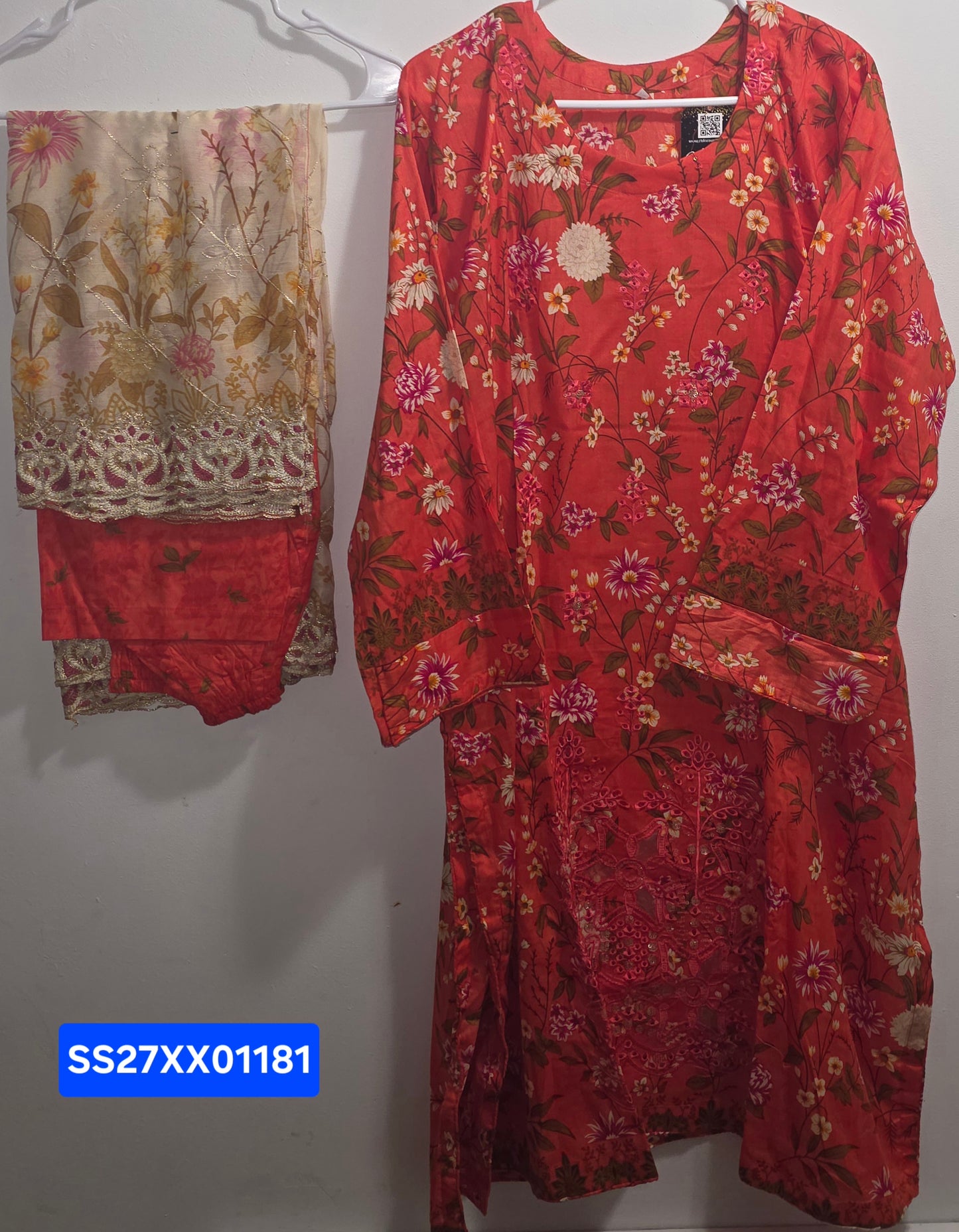 Lawn 3pc Suit with Chiffon Cutwork Dupatta