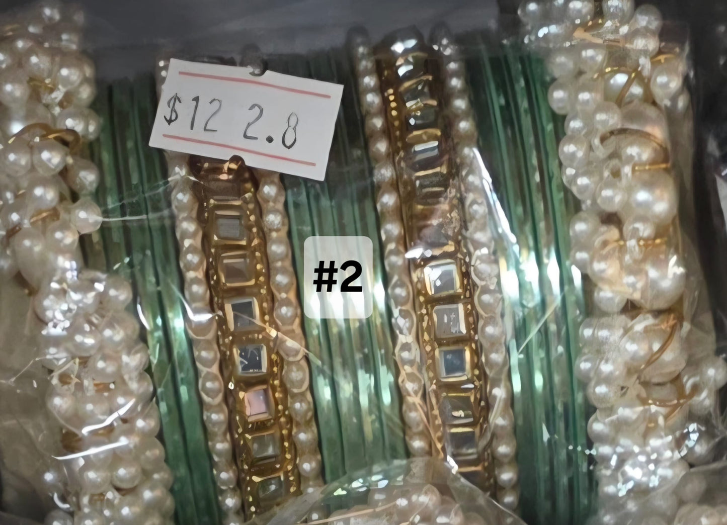 Pearl & Kundan Kara Bangle Set (Size 2.8)