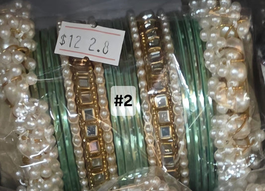 Pearl & Kundan Kara Bangle Set (Size 2.8)