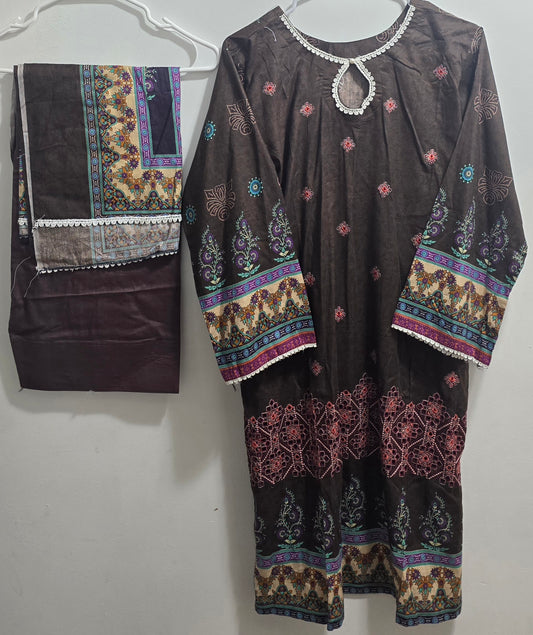 Farshi Shalwar Suit Embroidered Lawn 3pc