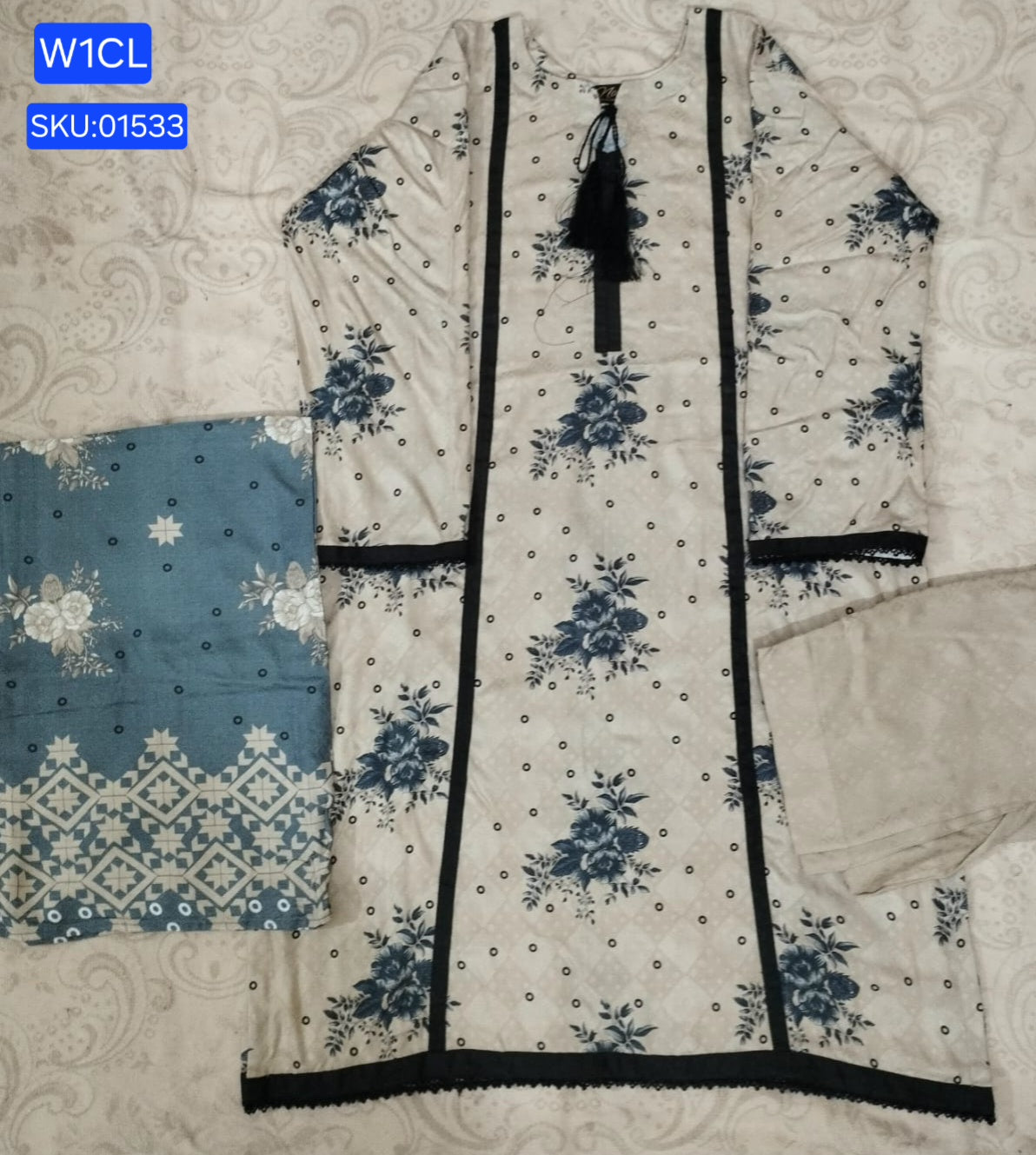 Nishat Self Jacquard Linen 3pc suit