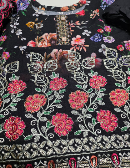 Embroidered Khaddar Cutwork 3pc Suit