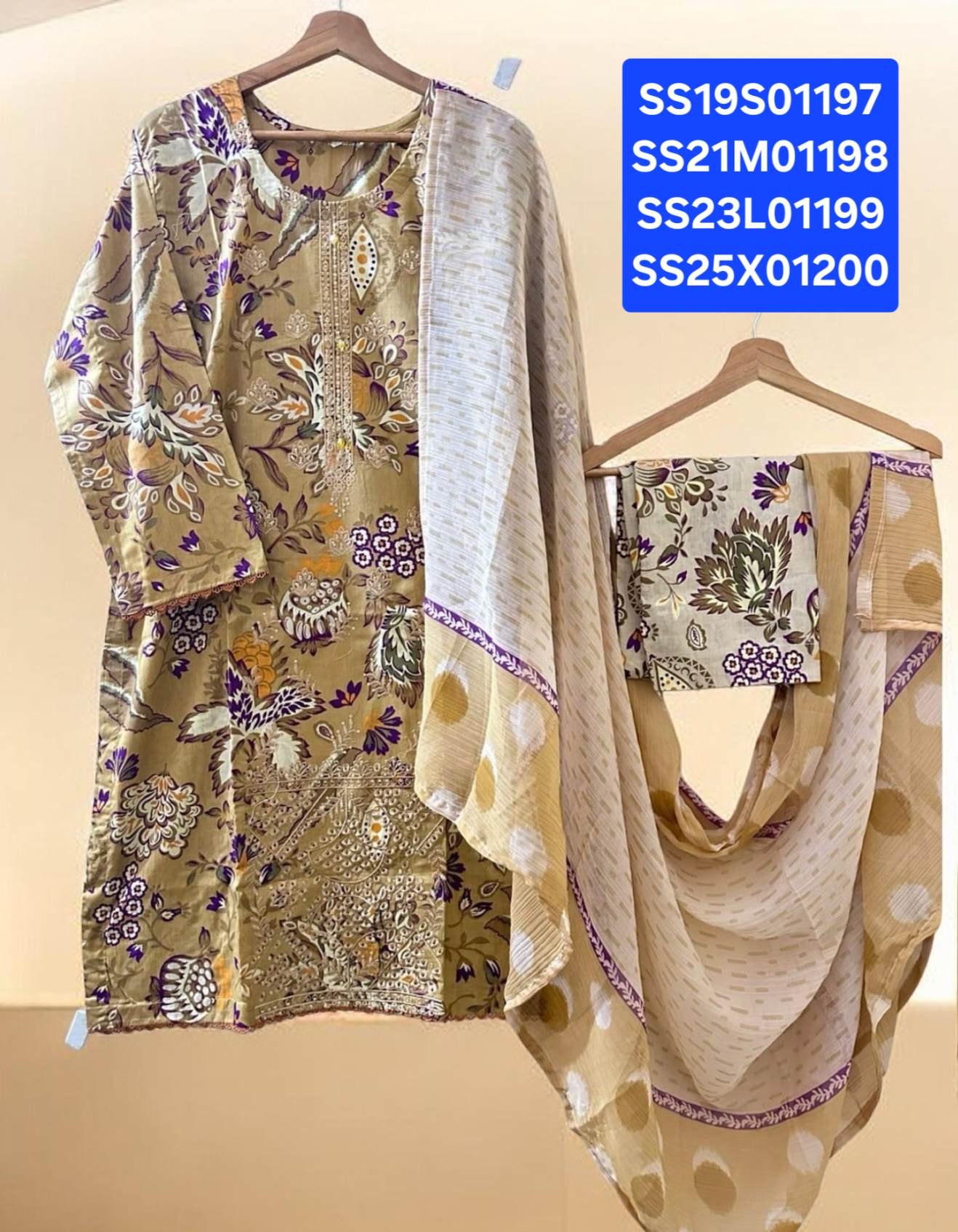 Lawn 3pc Suit with Chiffon Dupatta